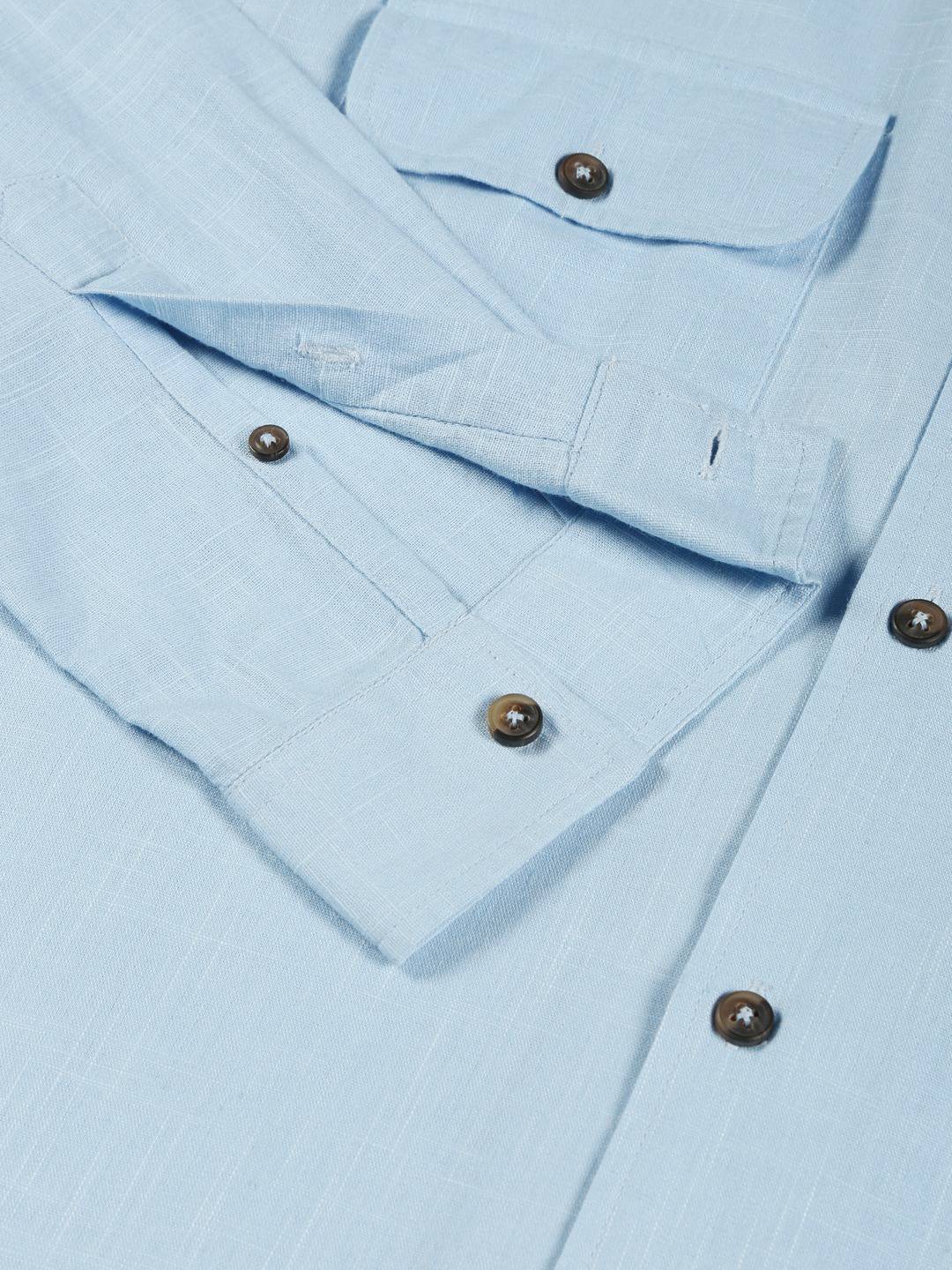 Thomas Scott Men Spread Collar Classic Cotton Linen Shacket