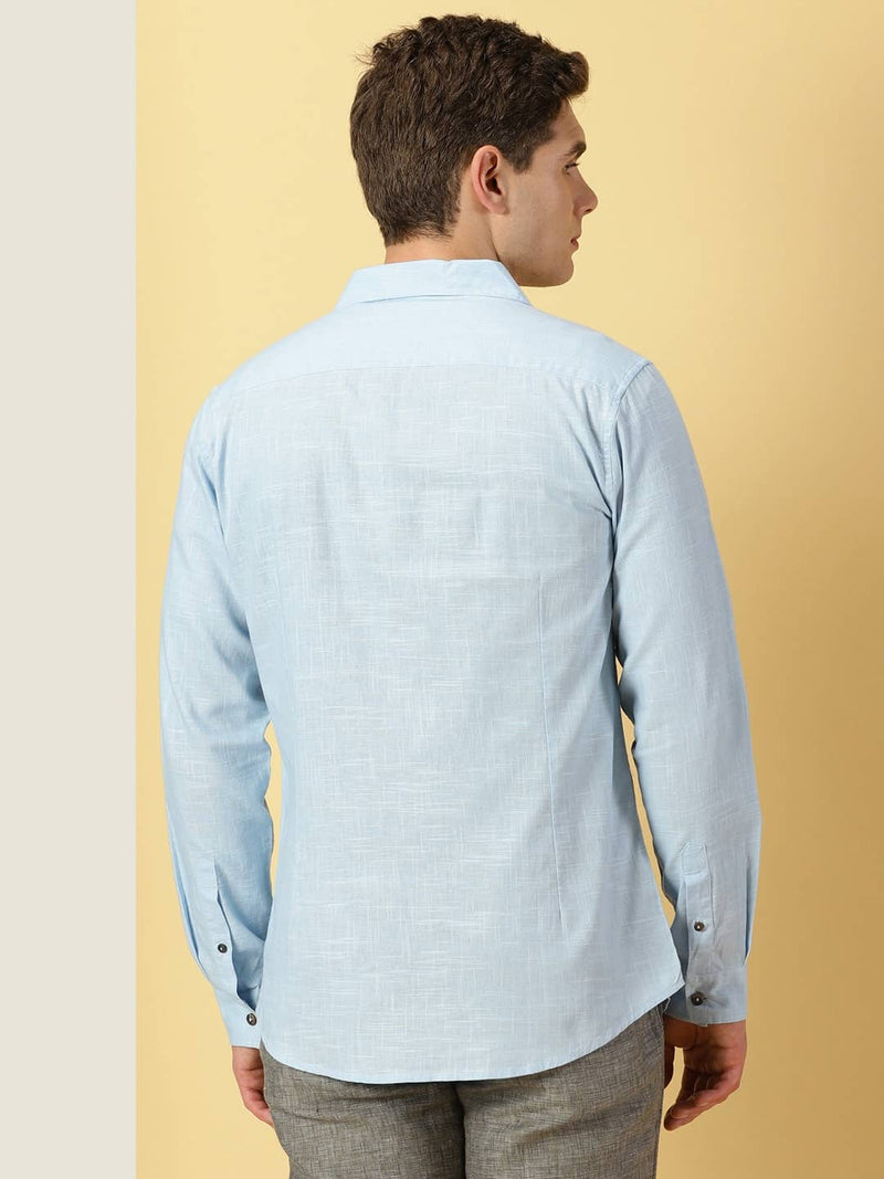 Thomas Scott Men Spread Collar Classic Cotton Linen Shacket