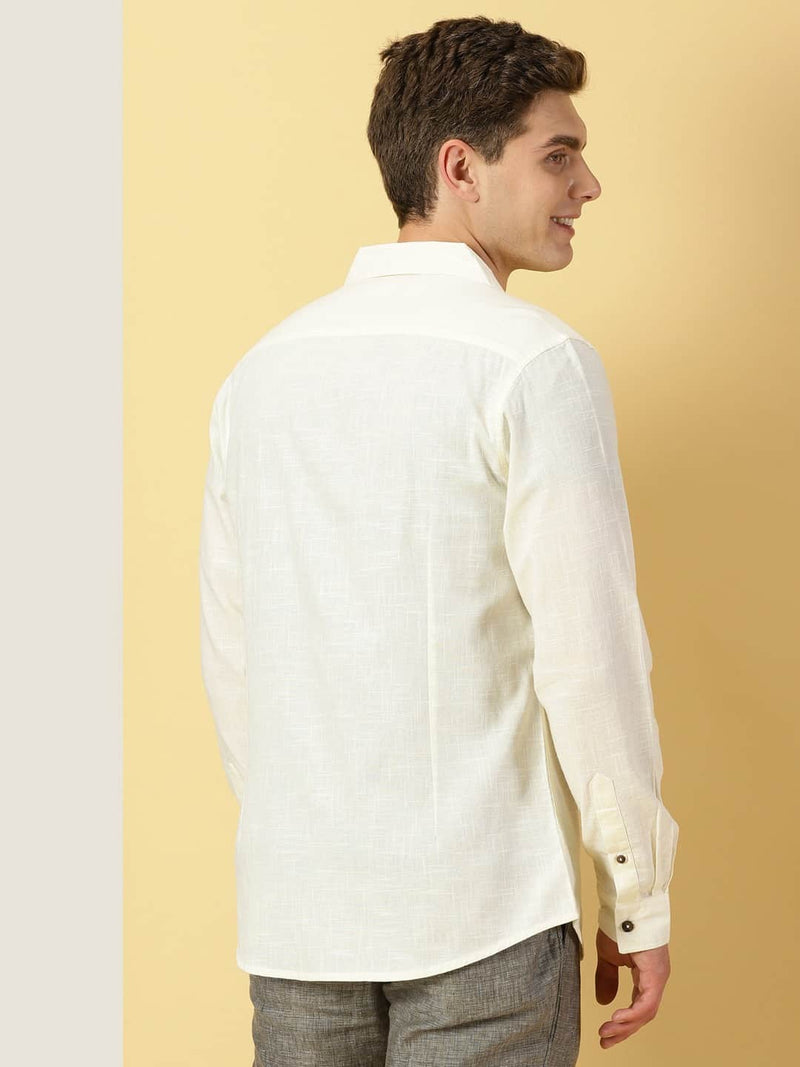 Thomas Scott Men Spread Collar Classic Cotton Linen Shacket