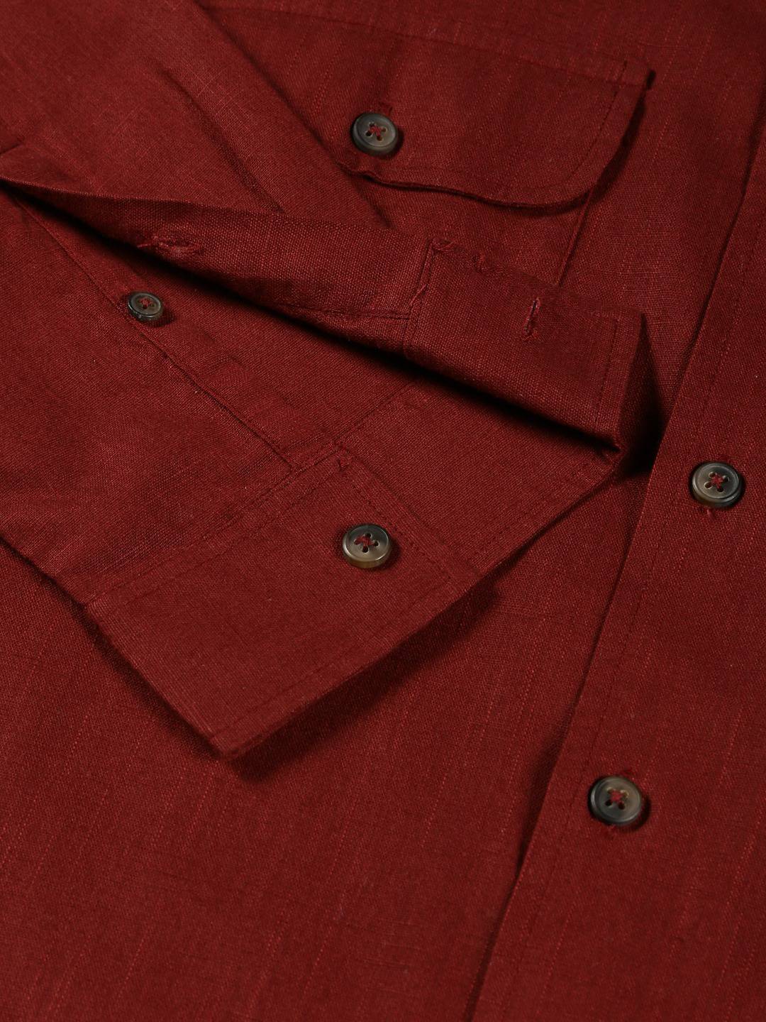 Thomas Scott Men Classic Cuban Collar Cotton Linen Casual Shacket