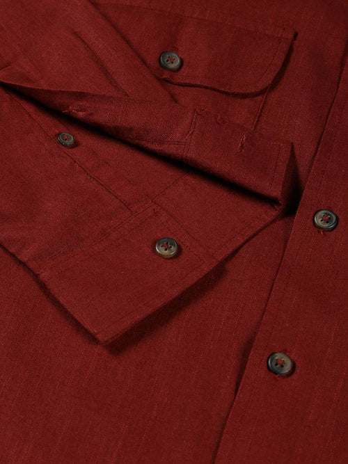 Thomas Scott Men Classic Cuban Collar Cotton Linen Casual Shacket
