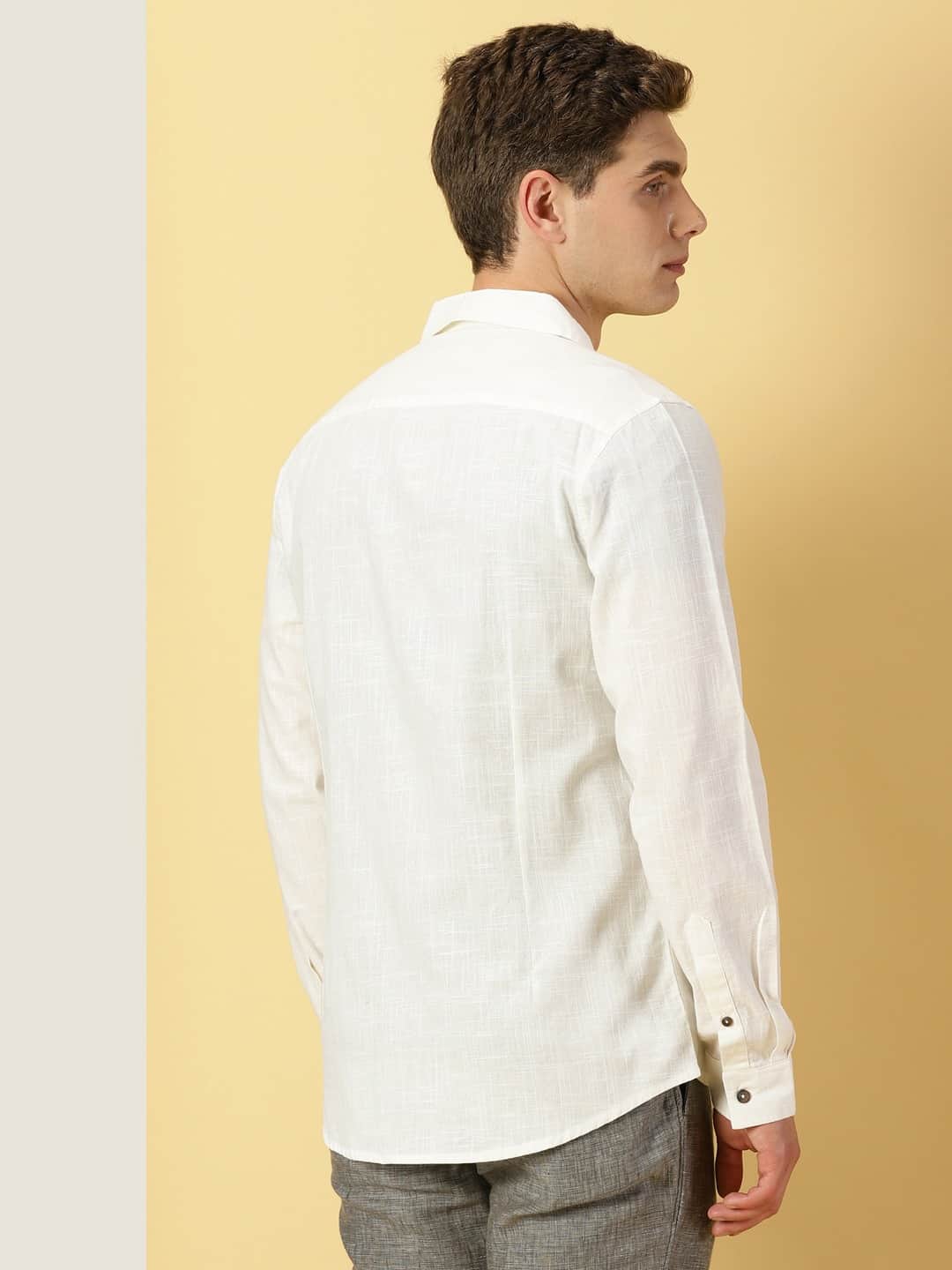 Thomas Scott Men Spread Collar Classic Cotton Linen Shacket