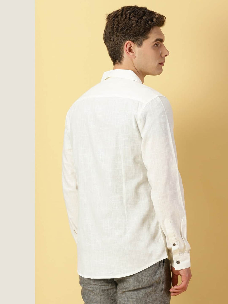 Thomas Scott Men Spread Collar Classic Cotton Linen Shacket