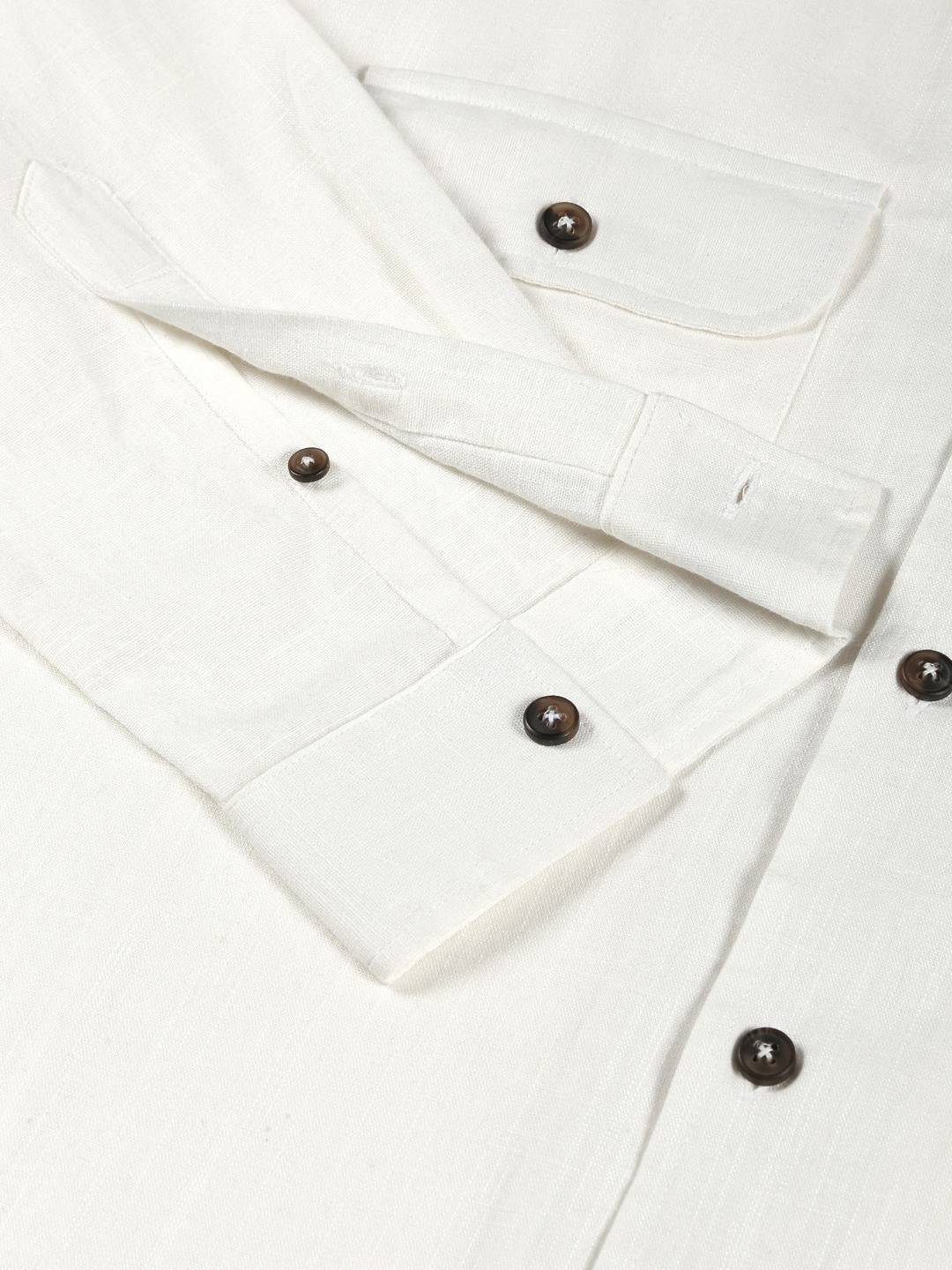 Thomas Scott Men Spread Collar Classic Cotton Linen Shacket