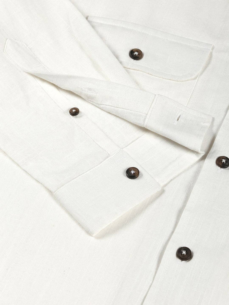 Thomas Scott Men Spread Collar Classic Cotton Linen Shacket