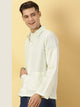 Thomas Scott Men Modern Corduroy Cotton Linen Casual Shirt