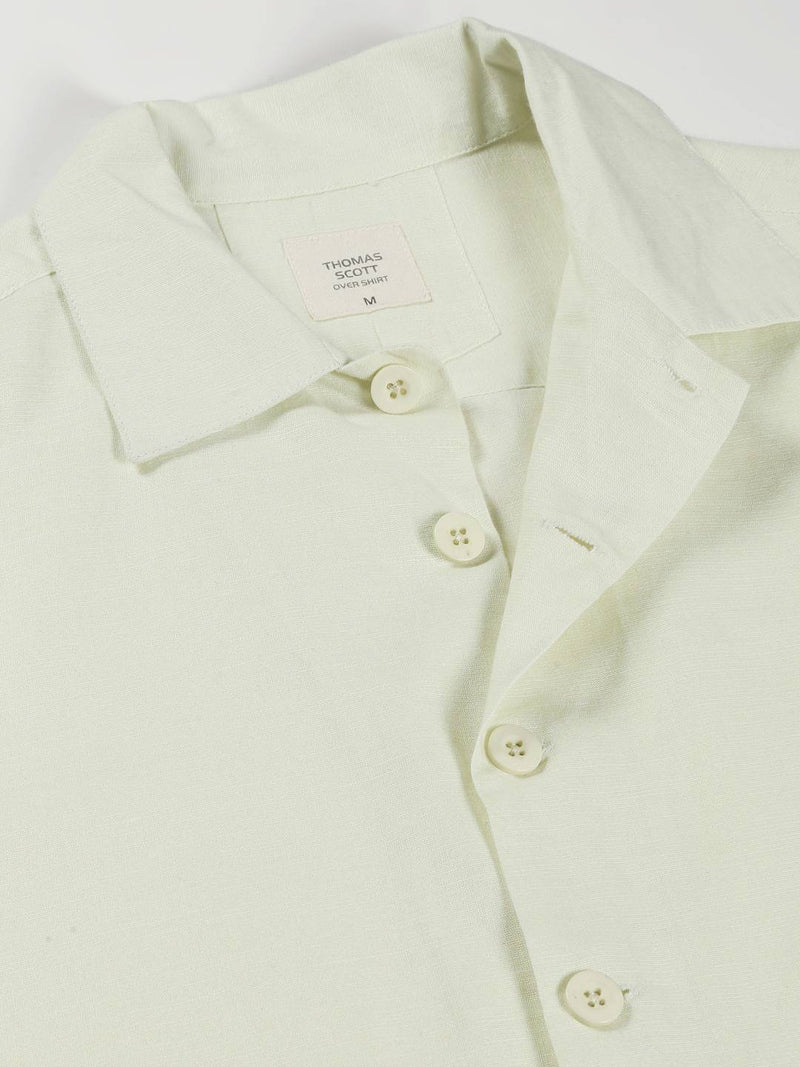 Thomas Scott Men Modern Corduroy Cotton Linen Casual Shirt