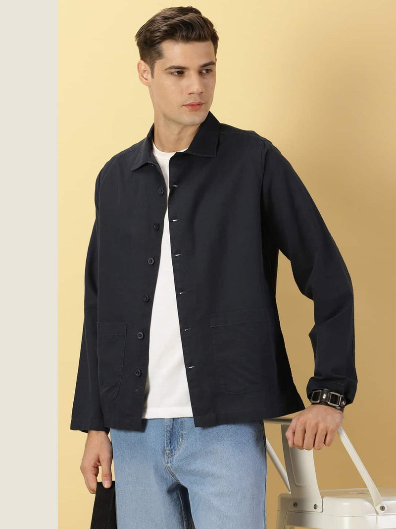 Thomas Scott Men Modern Fit Oversized Cotton Linen Casual Shirt