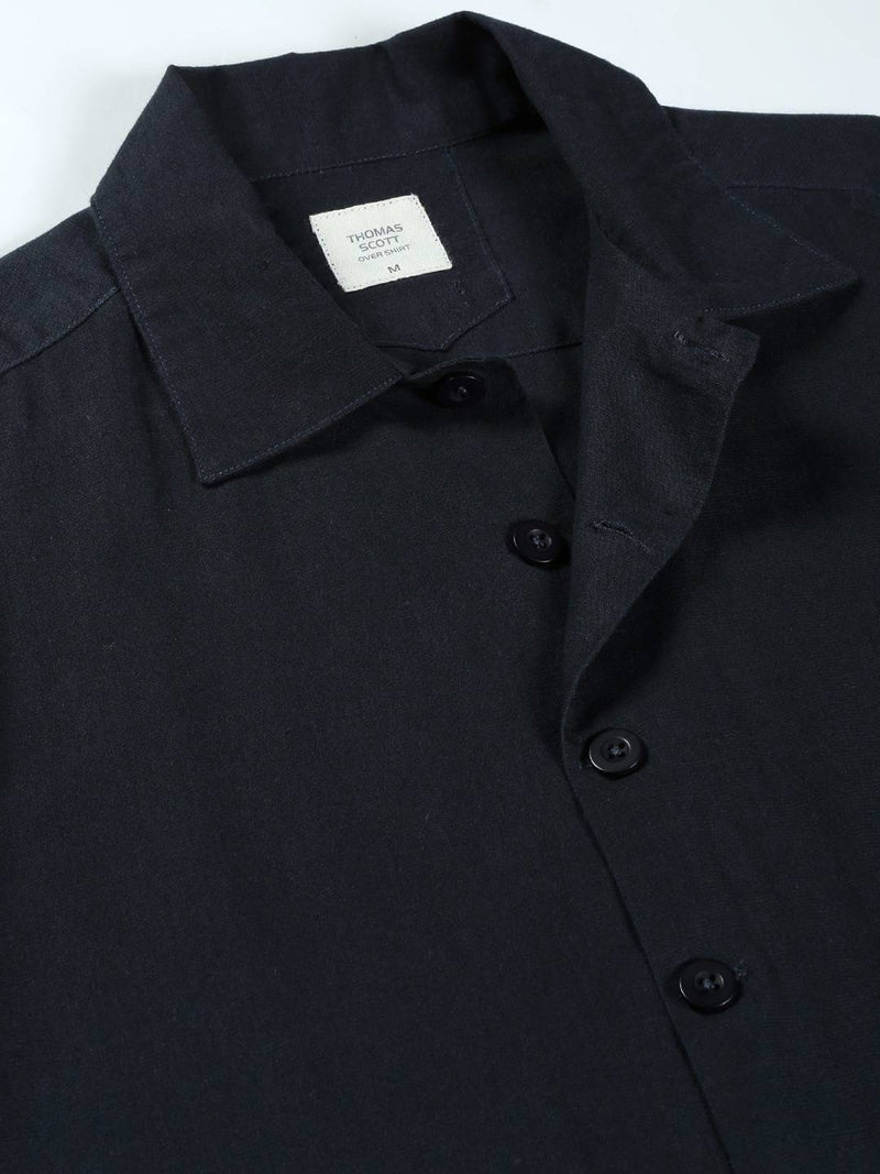 Thomas Scott Men Modern Fit Oversized Cotton Linen Casual Shirt