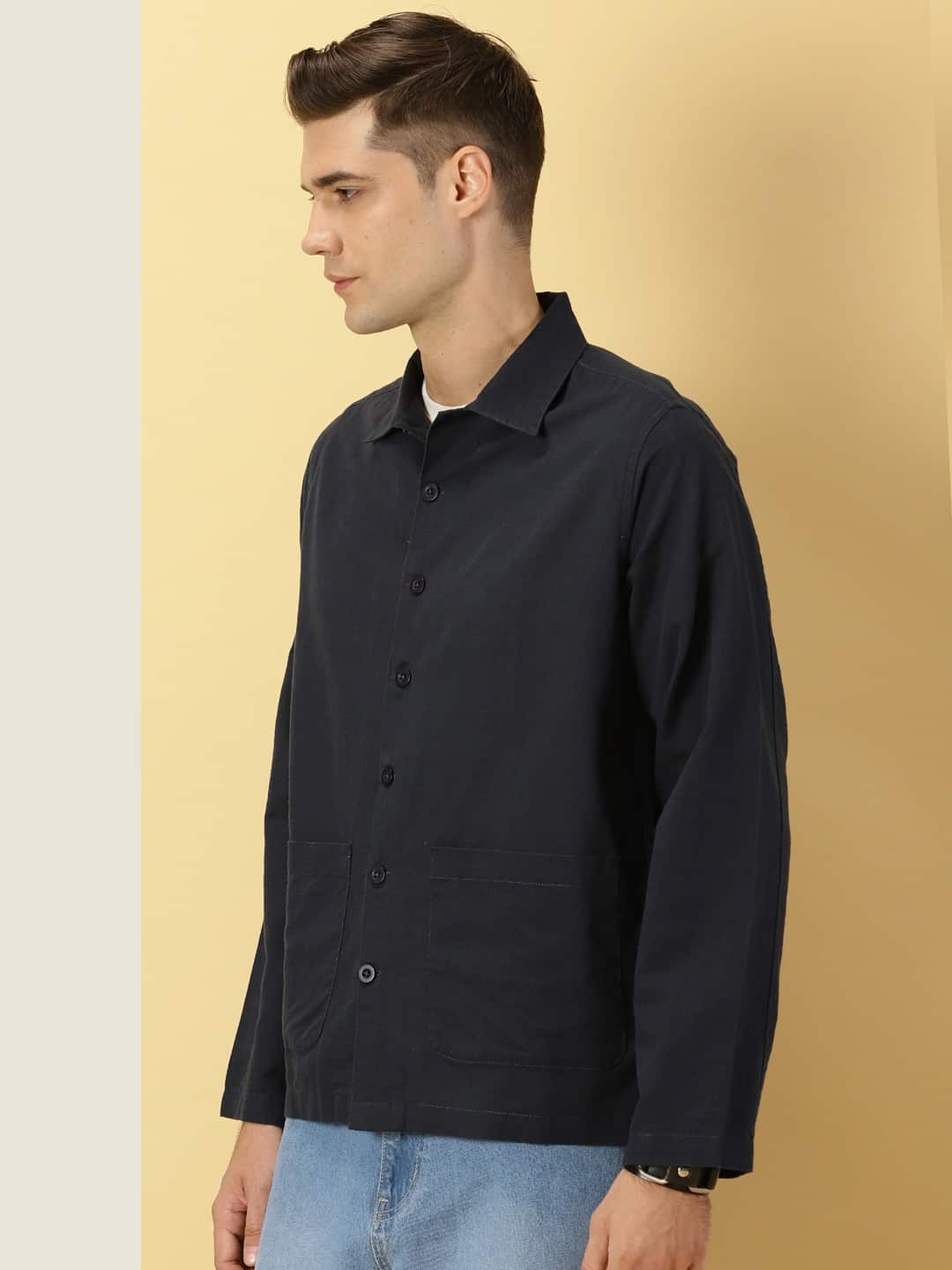 Thomas Scott Men Modern Fit Oversized Cotton Linen Casual Shirt