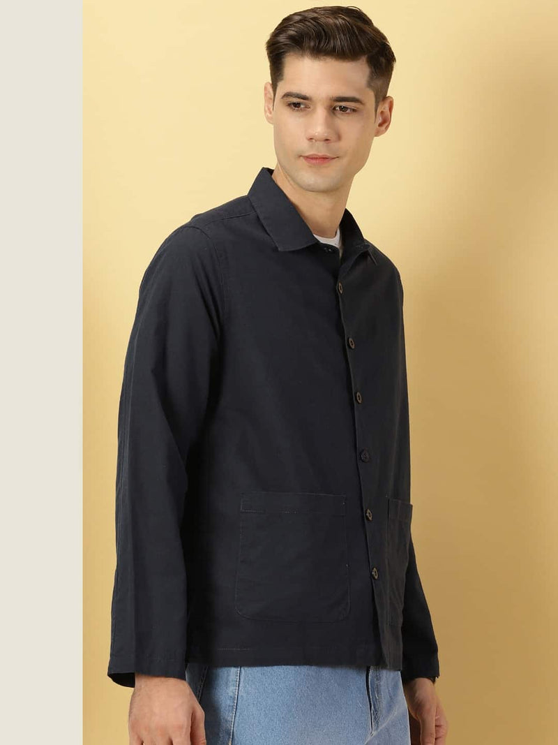 Thomas Scott Men Modern Fit Oversized Cotton Linen Casual Shirt