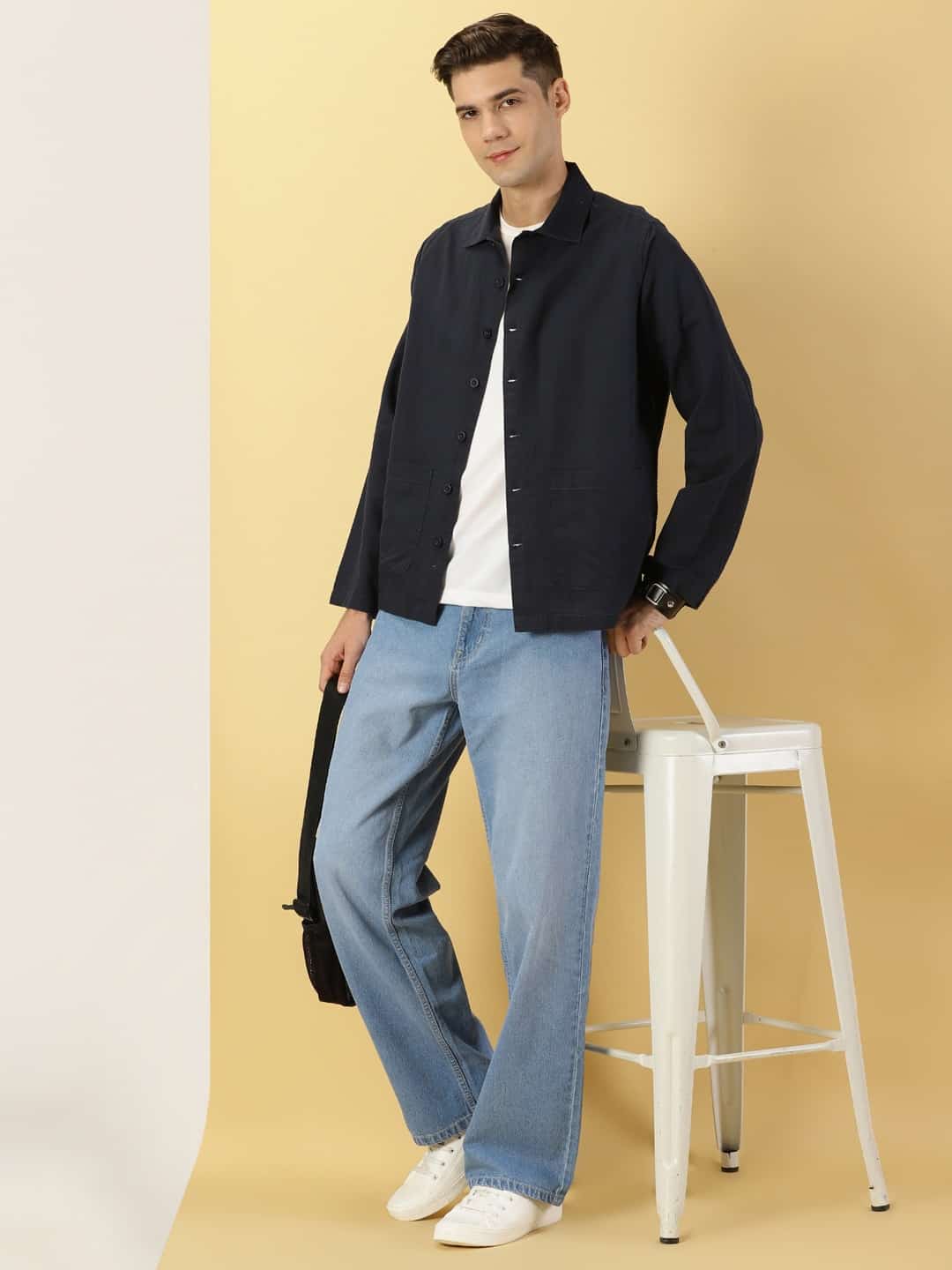 Thomas Scott Men Modern Fit Oversized Cotton Linen Casual Shirt