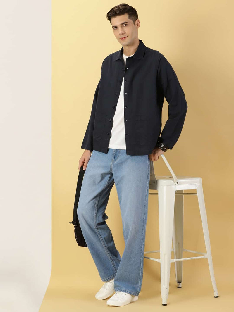Thomas Scott Men Modern Fit Oversized Cotton Linen Casual Shirt