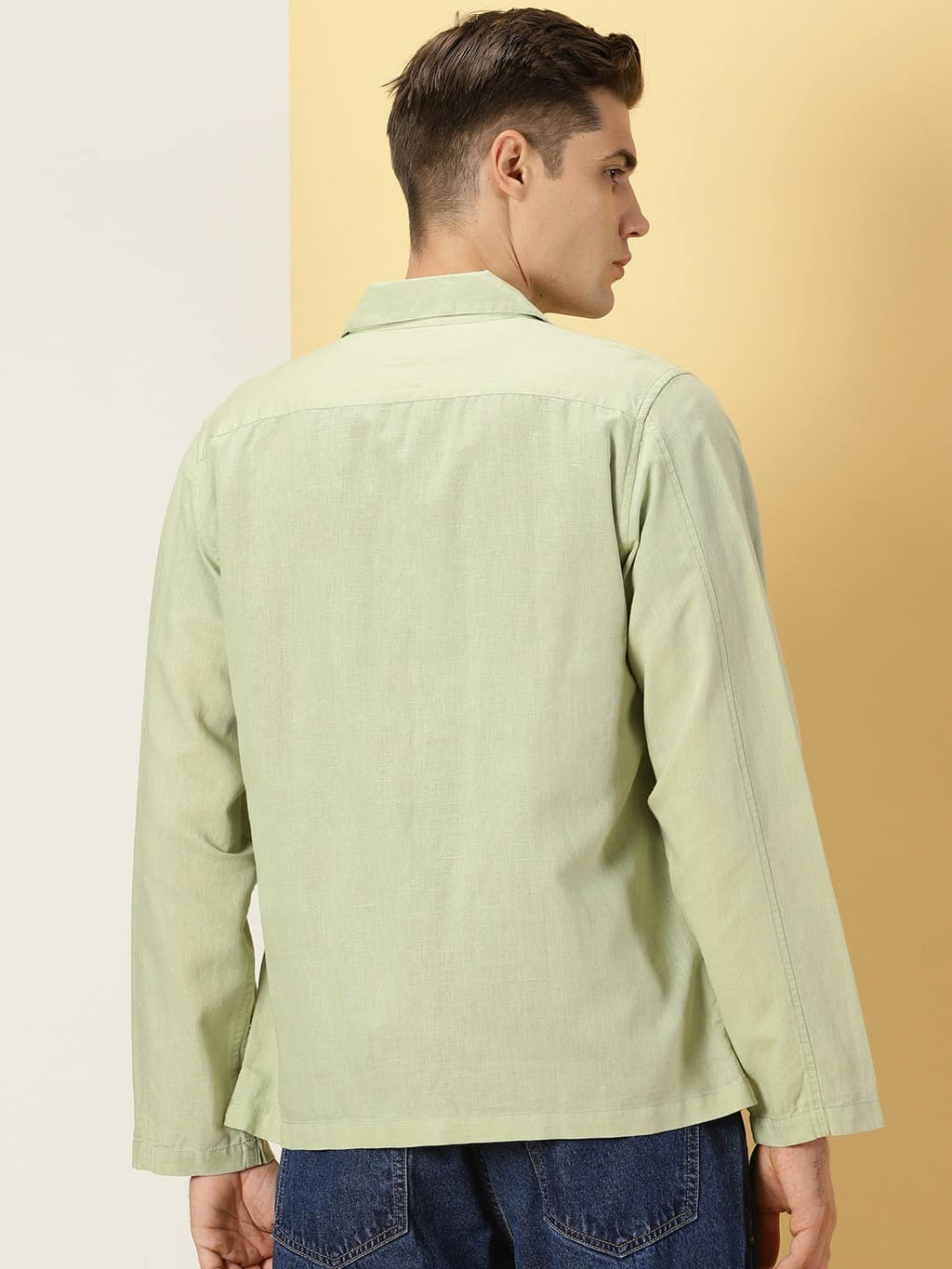 Thomas Scott Men Modern Oversized Fit Box Pocket Cotton Linen Casual Shirt