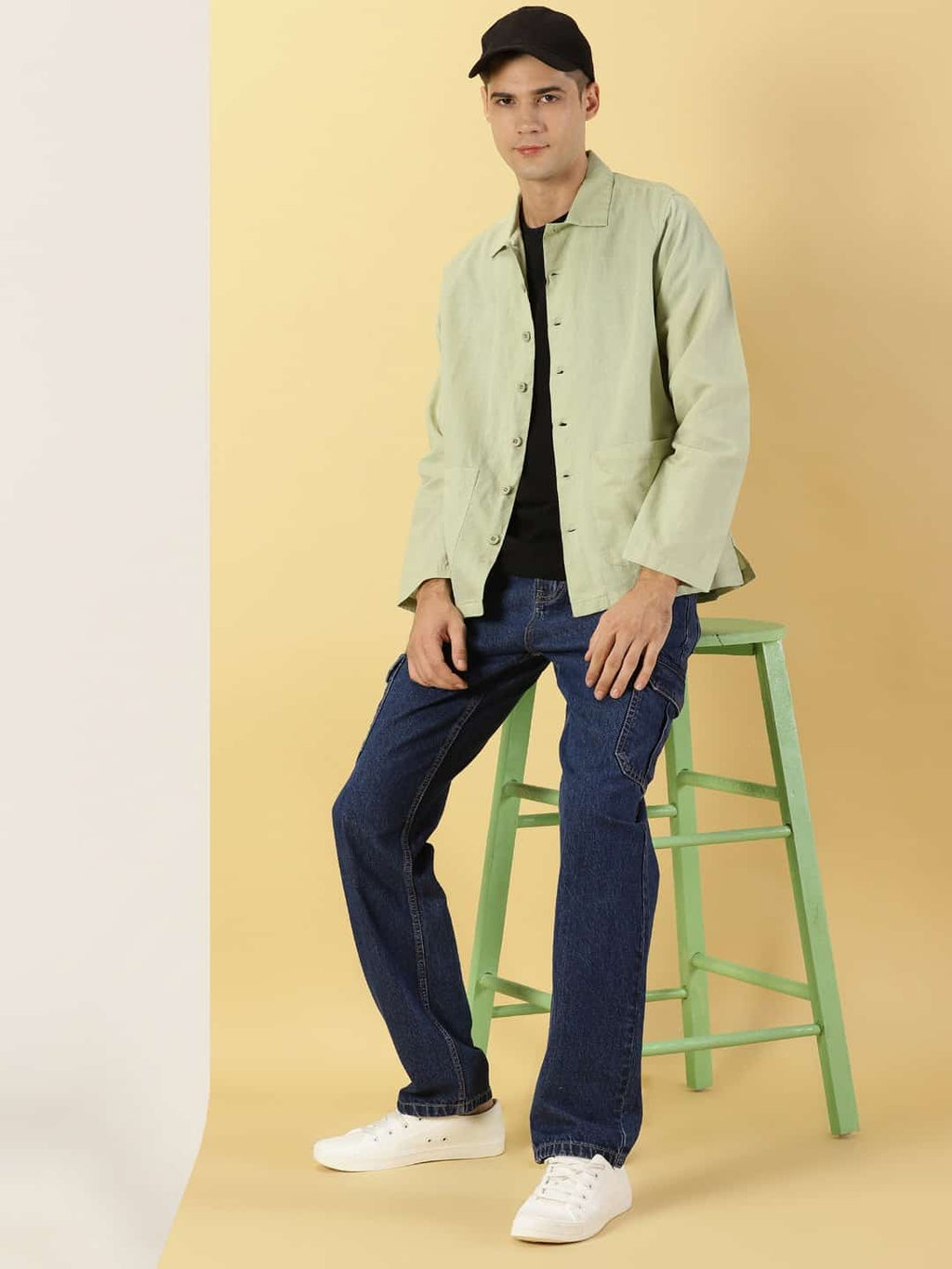 Thomas Scott Men Modern Oversized Fit Box Pocket Cotton Linen Casual Shirt