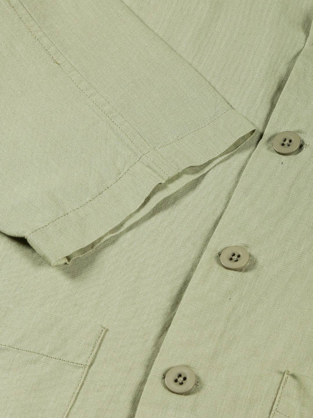 Thomas Scott Men Modern Oversized Fit Box Pocket Cotton Linen Casual Shirt