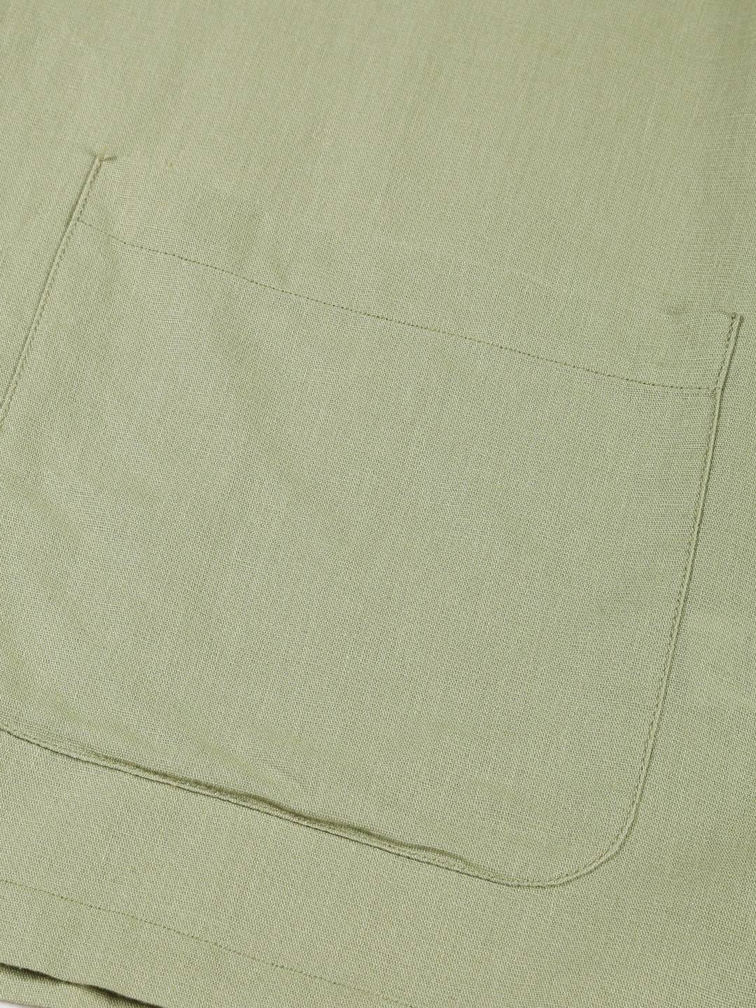 Thomas Scott Men Modern Oversized Fit Box Pocket Cotton Linen Casual Shirt