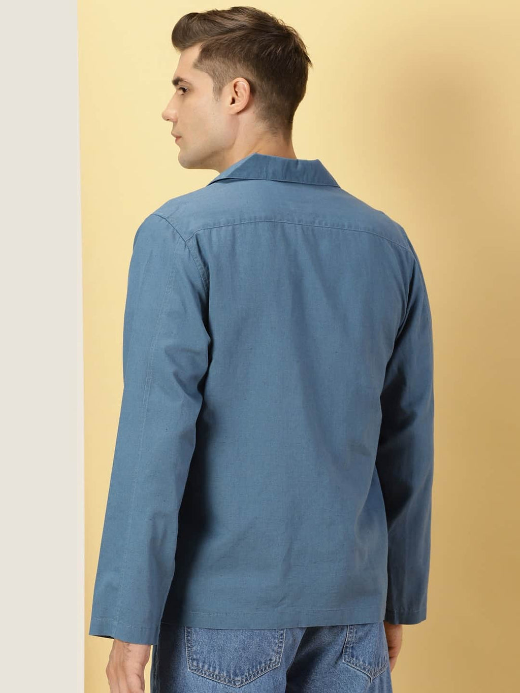 Thomas Scott Men Modern Oversized Fit Box Pocket Casual Cotton Linen Shirt