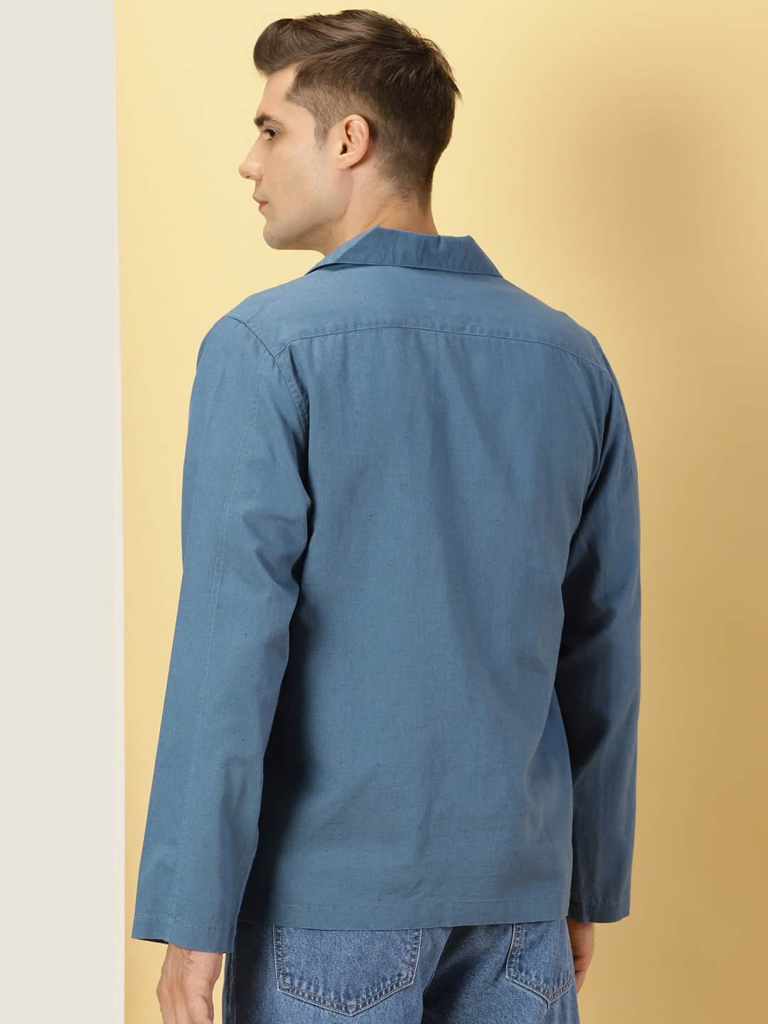 Thomas Scott Men Modern Oversized Fit Box Pocket Casual Cotton Linen Shirt