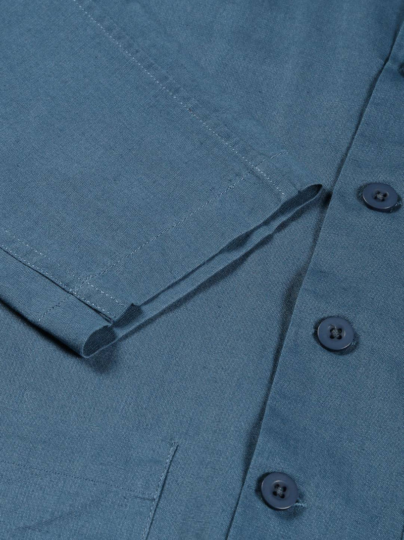 Thomas Scott Men Modern Oversized Fit Box Pocket Casual Cotton Linen Shirt