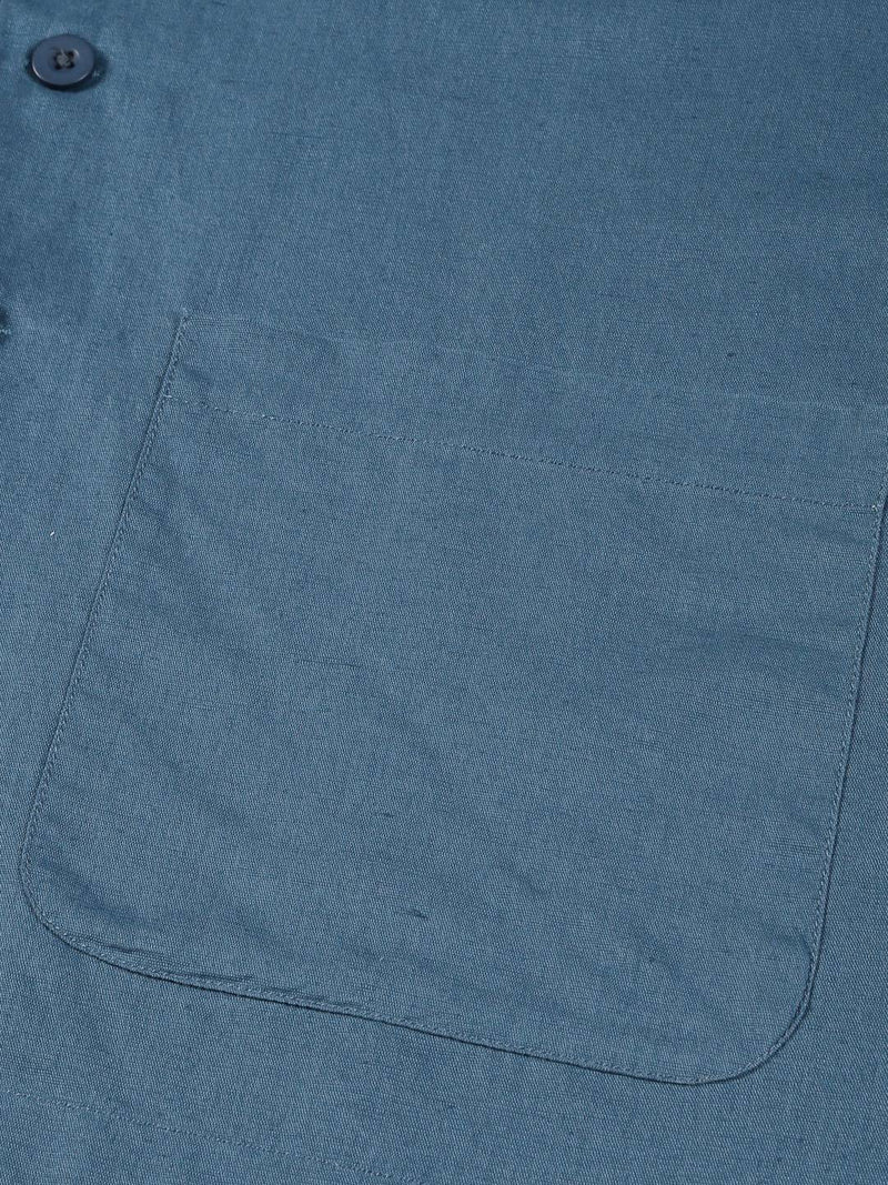 Thomas Scott Men Modern Oversized Fit Box Pocket Casual Cotton Linen Shirt