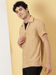 Khaki Classic Short Sleeves Cotton Opaque Casual Shirt For Men