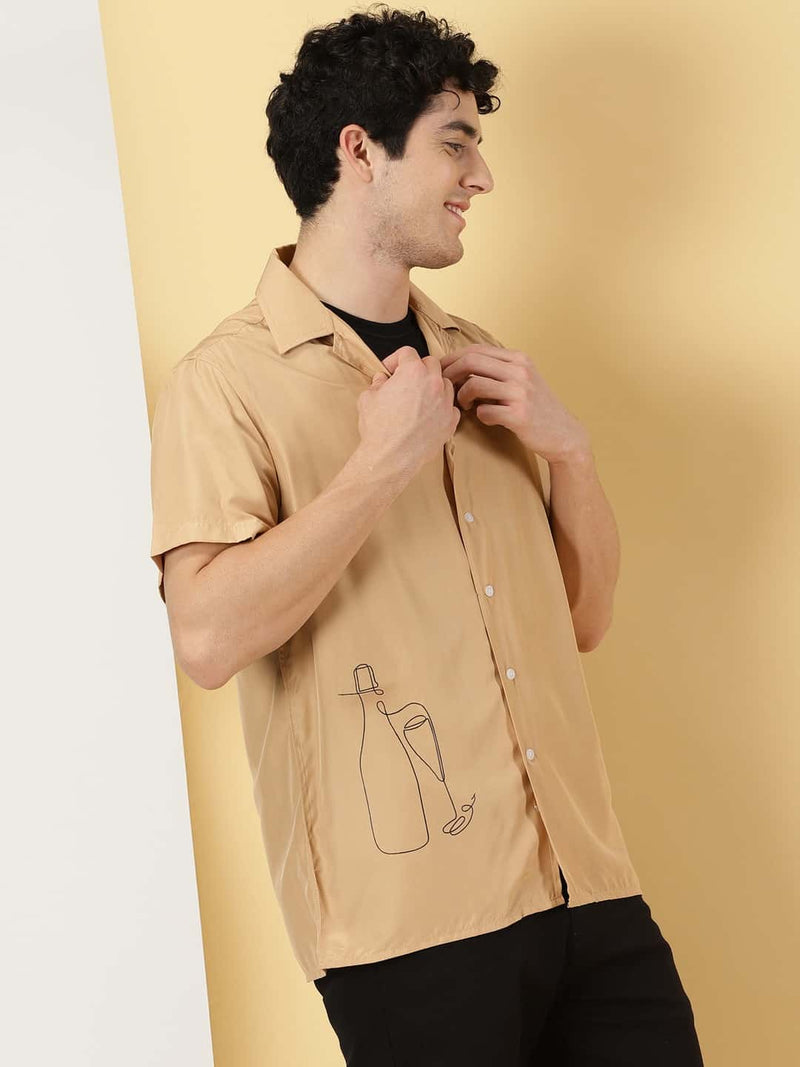 Thomas Scott Men Classic Short Sleeves Cotton Opaque Casual Shirt