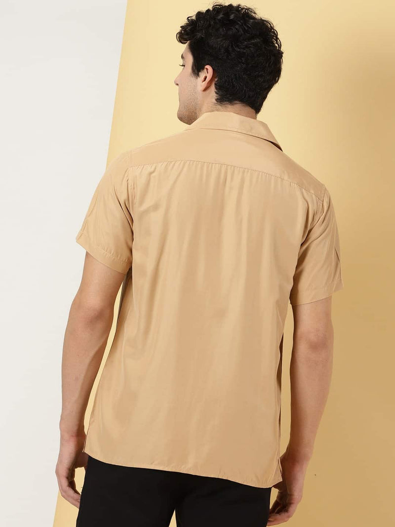 Thomas Scott Men Classic Short Sleeves Cotton Opaque Casual Shirt