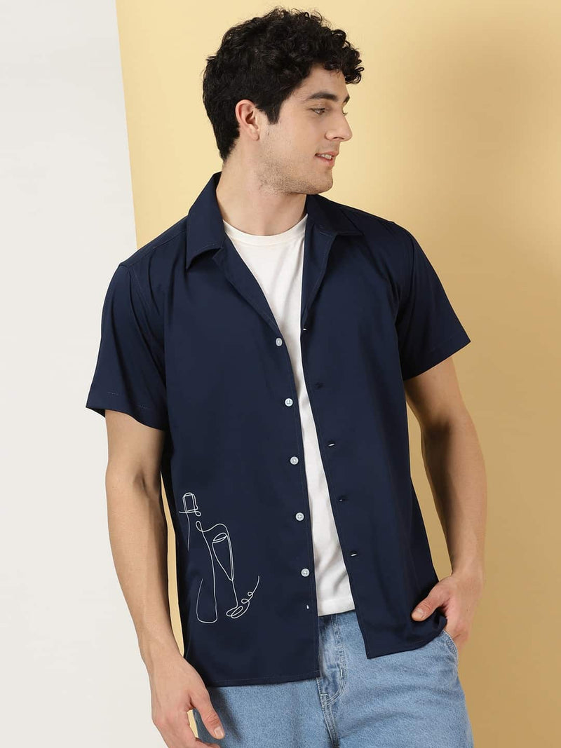 Thomas Scott Men Classic Spread Collar Short Sleeves Casual Shirt