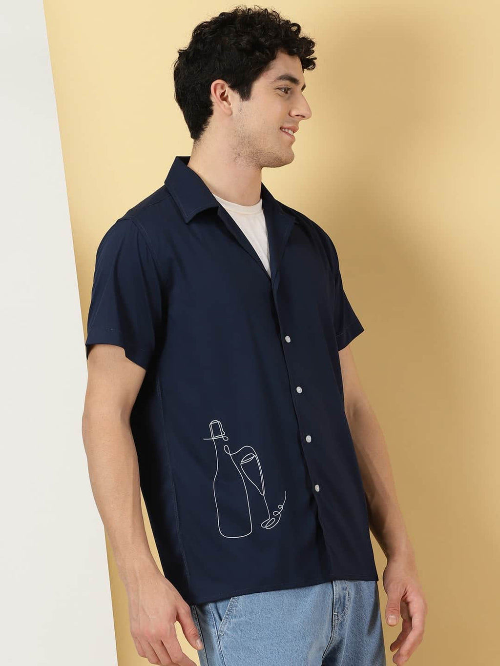 Thomas Scott Men Classic Spread Collar Short Sleeves Casual Shirt