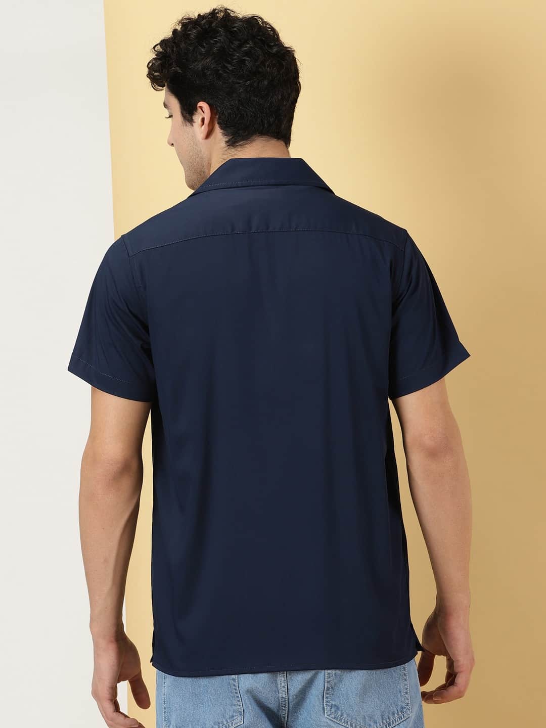 Thomas Scott Men Classic Spread Collar Short Sleeves Casual Shirt