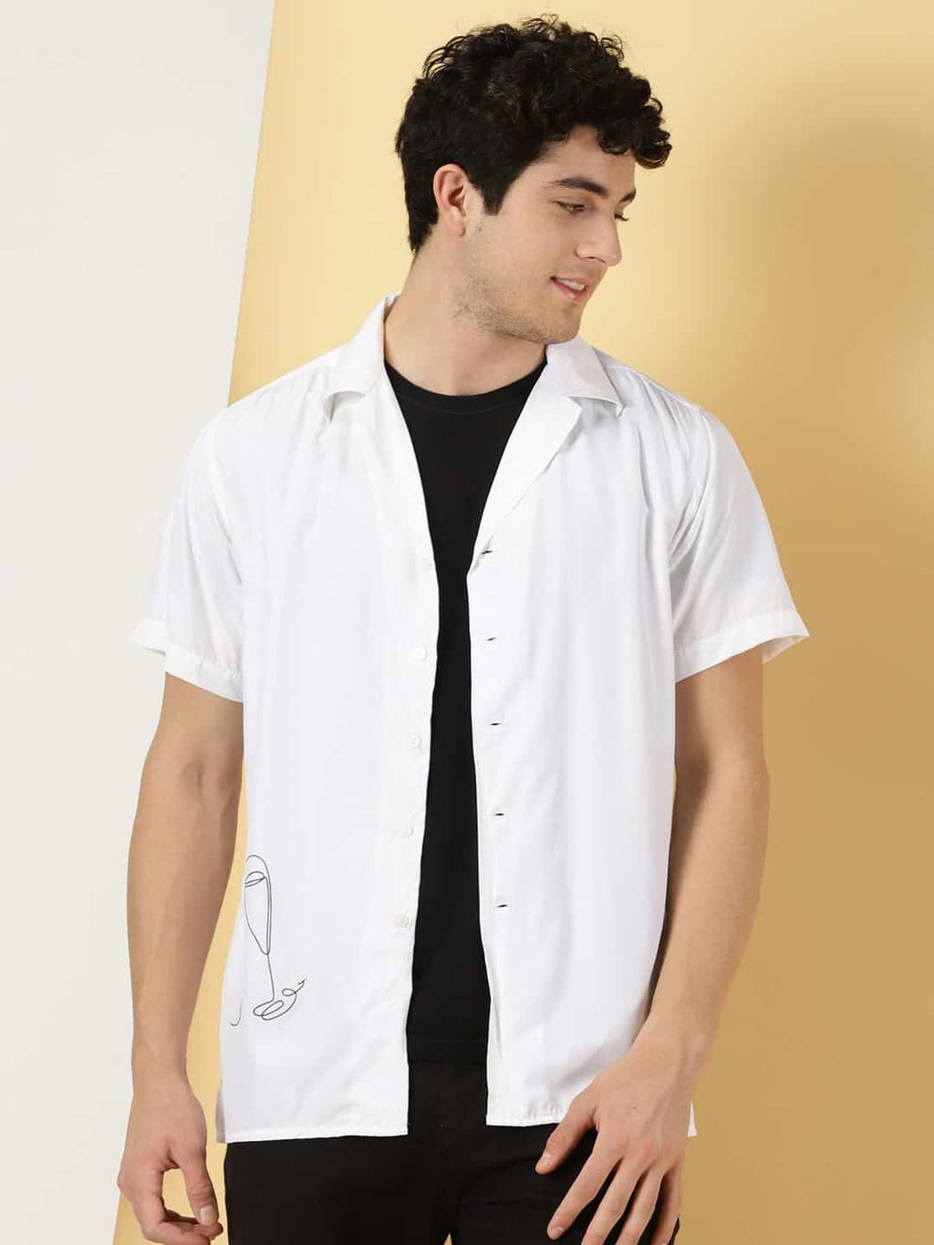 Thomas Scott Men Classic Spread Collar Short Sleeves Casual Shirt