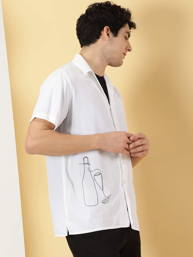 Thomas Scott Men Classic Spread Collar Short Sleeves Casual Shirt