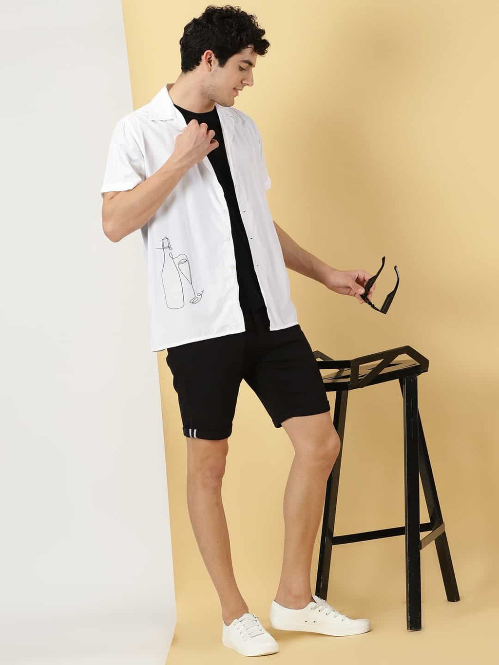 Thomas Scott Men Classic Spread Collar Short Sleeves Casual Shirt