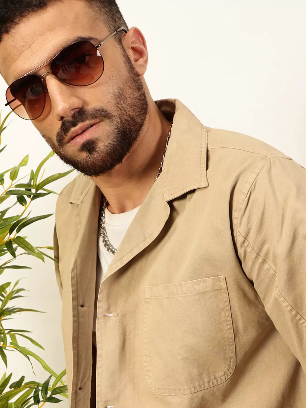 Thomas Scott Men Premium Solid Cuban Collar Casual Cotton Oversized Shirt