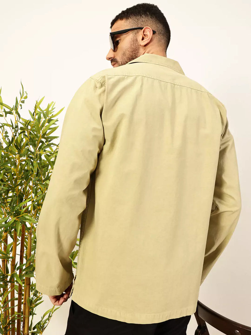 Thomas Scott Men Premium Solid Cuban Collar Pure Cotton Casual Shirt