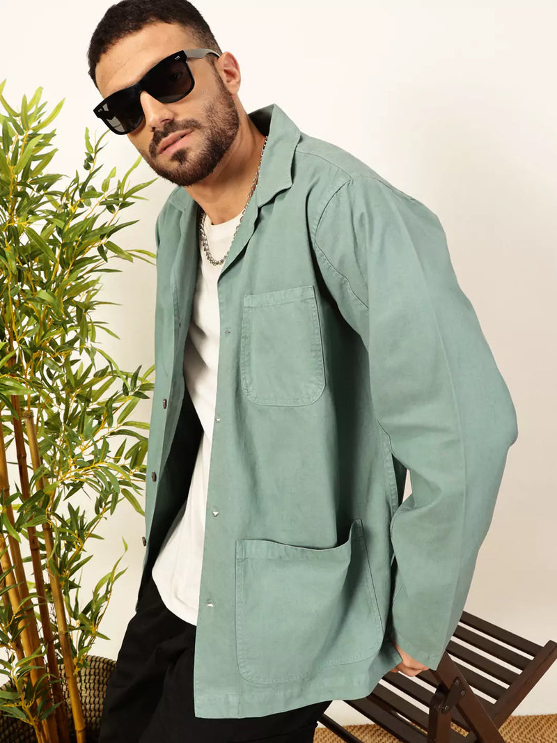 Thomas Scott Men Premium Pocket Detailing Solid Casual Shirt