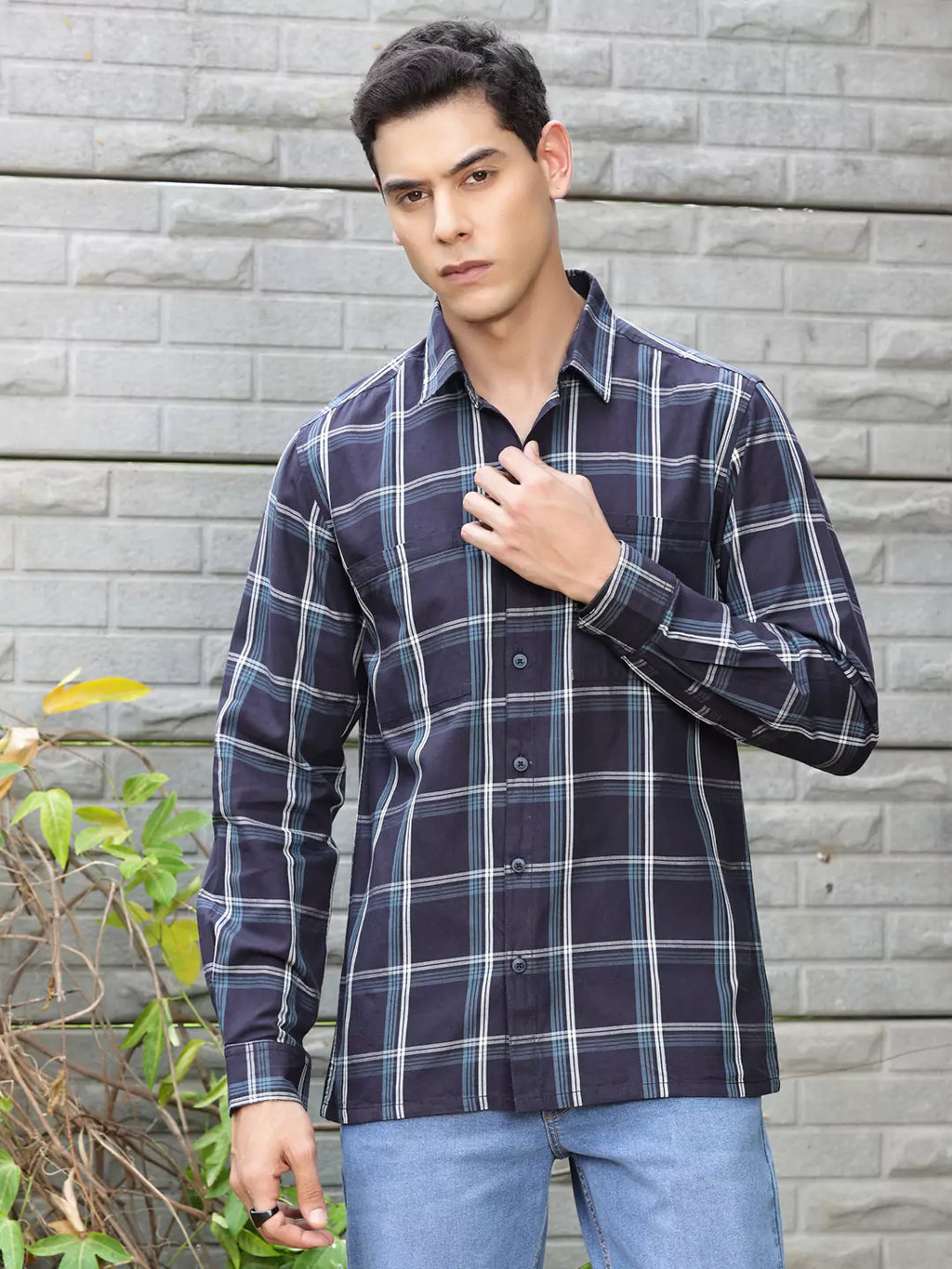 Thomas Scott Men Premium Checked Pure Cotton Casual Shirt
