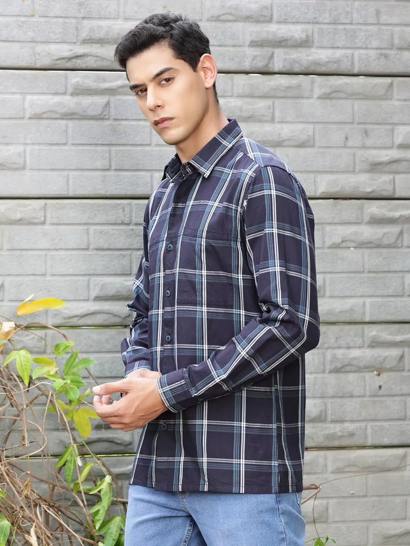 Thomas Scott Men Premium Checked Pure Cotton Casual Shirt