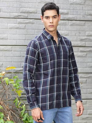 Thomas Scott Men Premium Checked Pure Cotton Casual Shirt