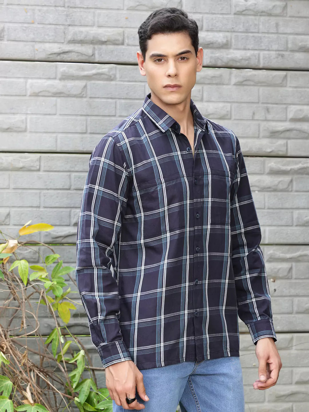 Thomas Scott Men Premium Checked Pure Cotton Casual Shirt