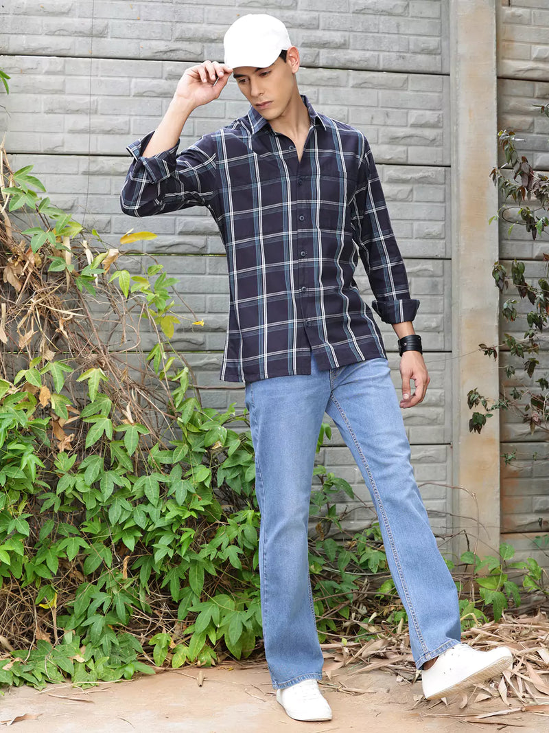 Thomas Scott Men Premium Checked Pure Cotton Casual Shirt