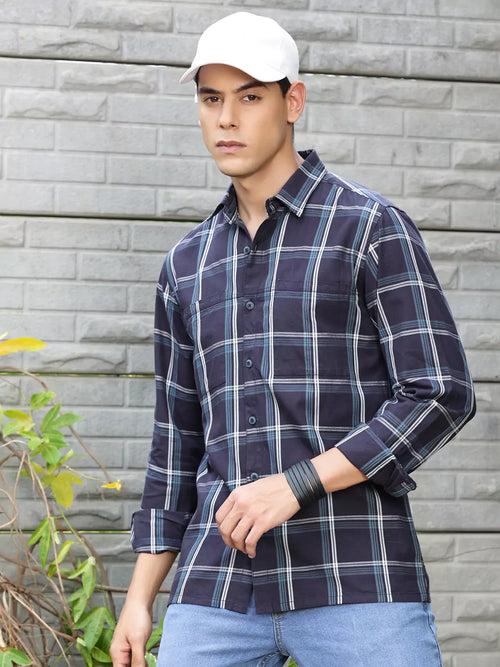 Thomas Scott Men Premium Checked Pure Cotton Casual Shirt