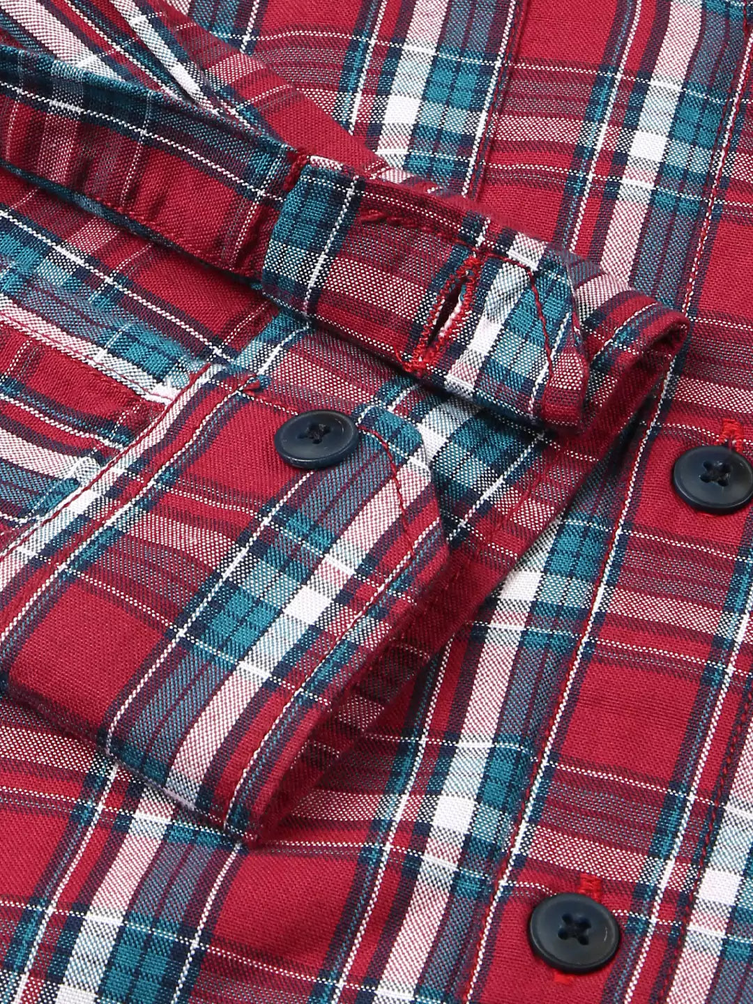 Thomas Scott Men Premium Spread Collar Tartan Checks Opaque Checked Casual Cotton Shirt