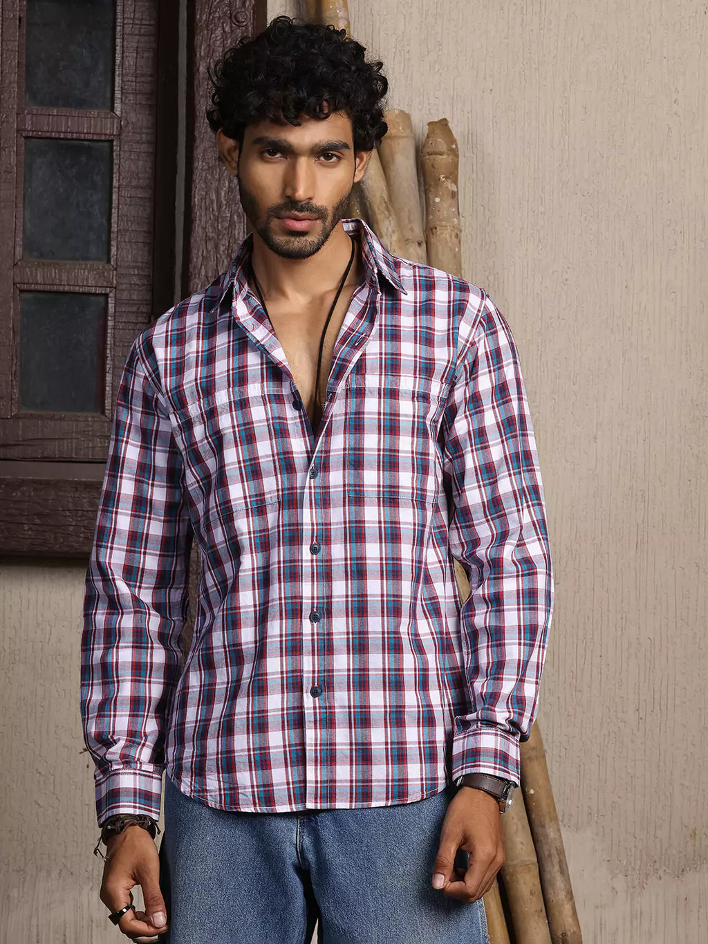 Thomas Scott Men Premium Tartan Checks Opaque Cotton Casual Shirt
