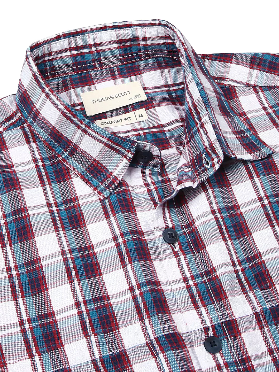 Thomas Scott Men Premium Tartan Checks Opaque Cotton Casual Shirt