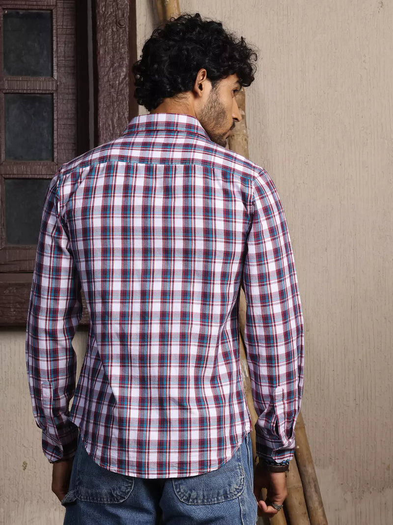 Thomas Scott Men Premium Tartan Checks Opaque Cotton Casual Shirt