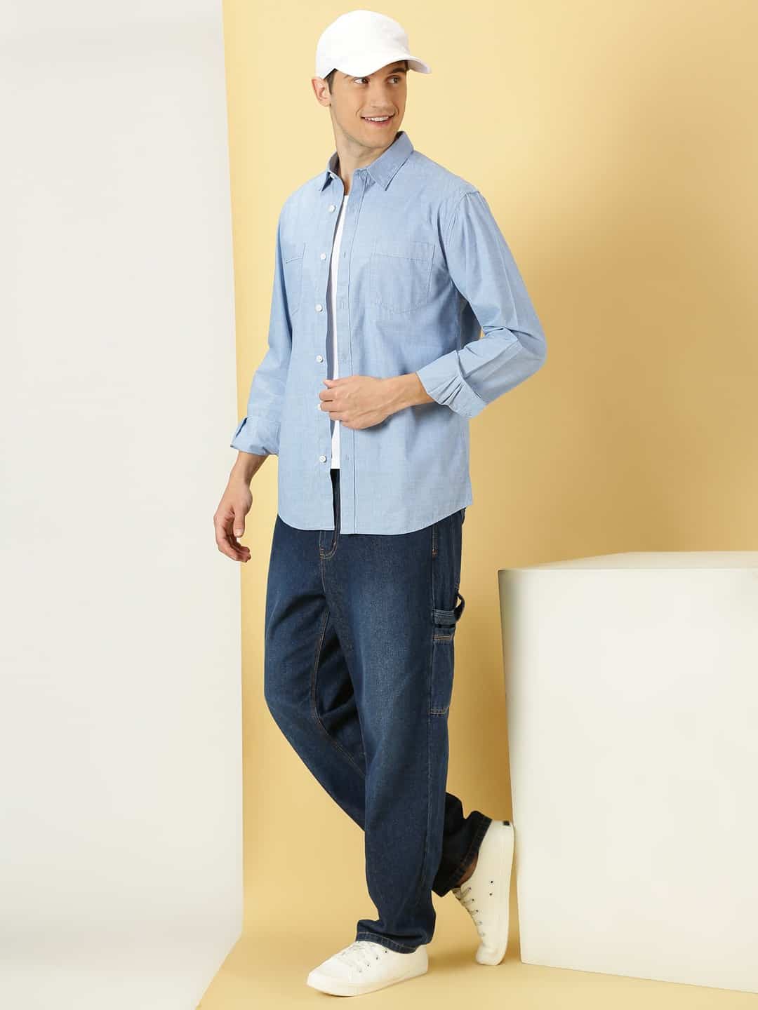Thomas Scott Men Classic Opaque Cotton Casual Shirt