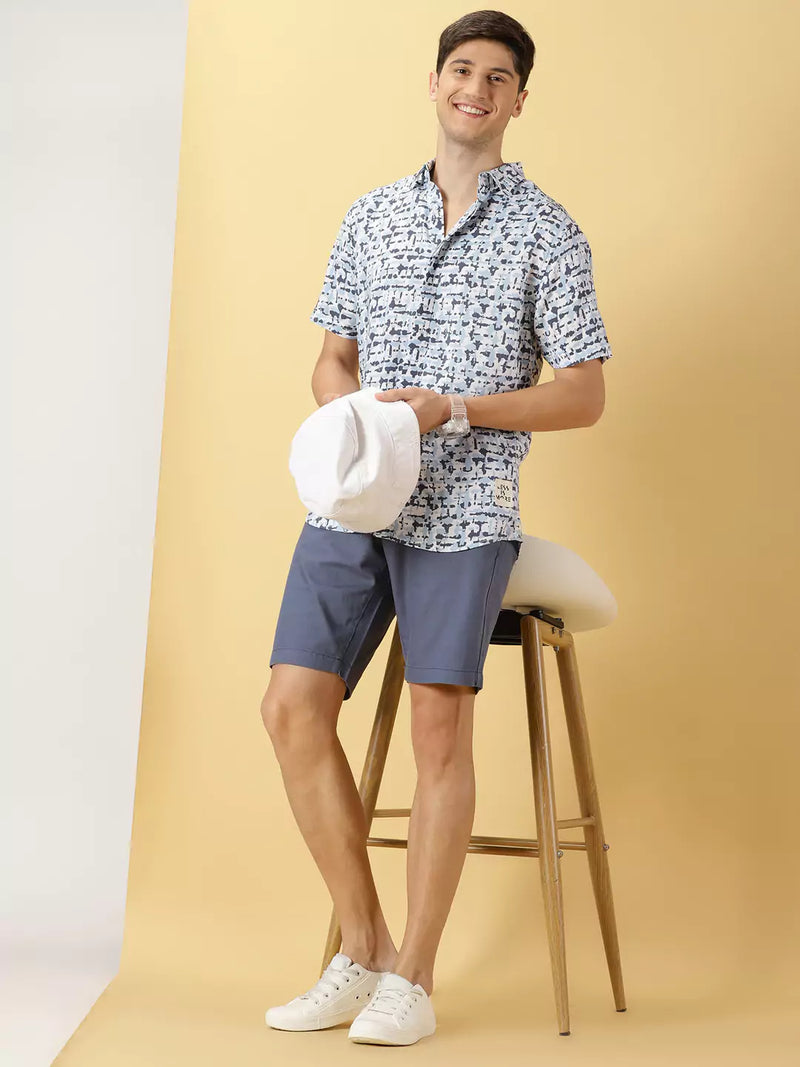 Thomas Scott Men Classic Abstract Printed Cotton Shirt