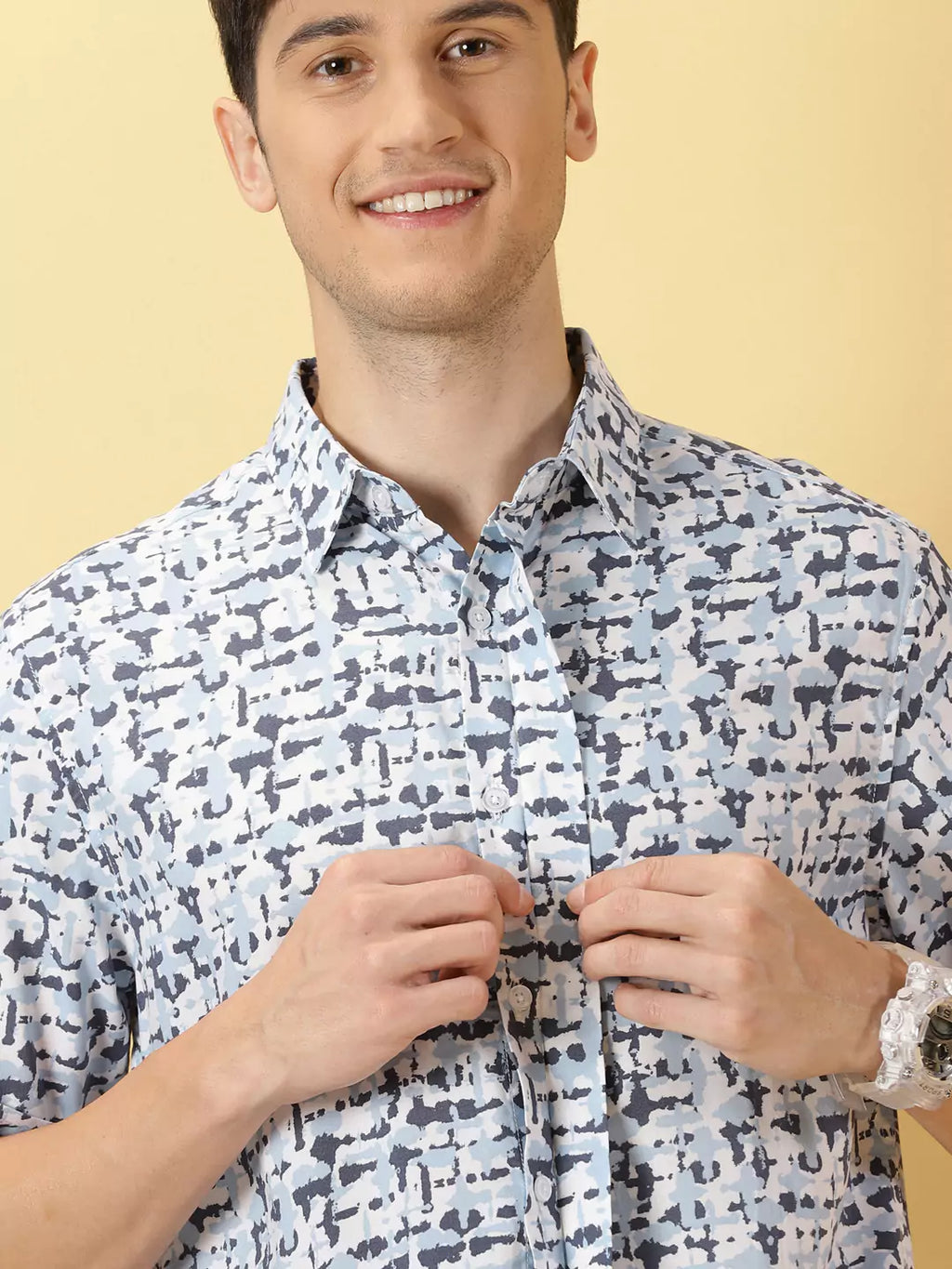 Thomas Scott Men Classic Abstract Printed Cotton Shirt